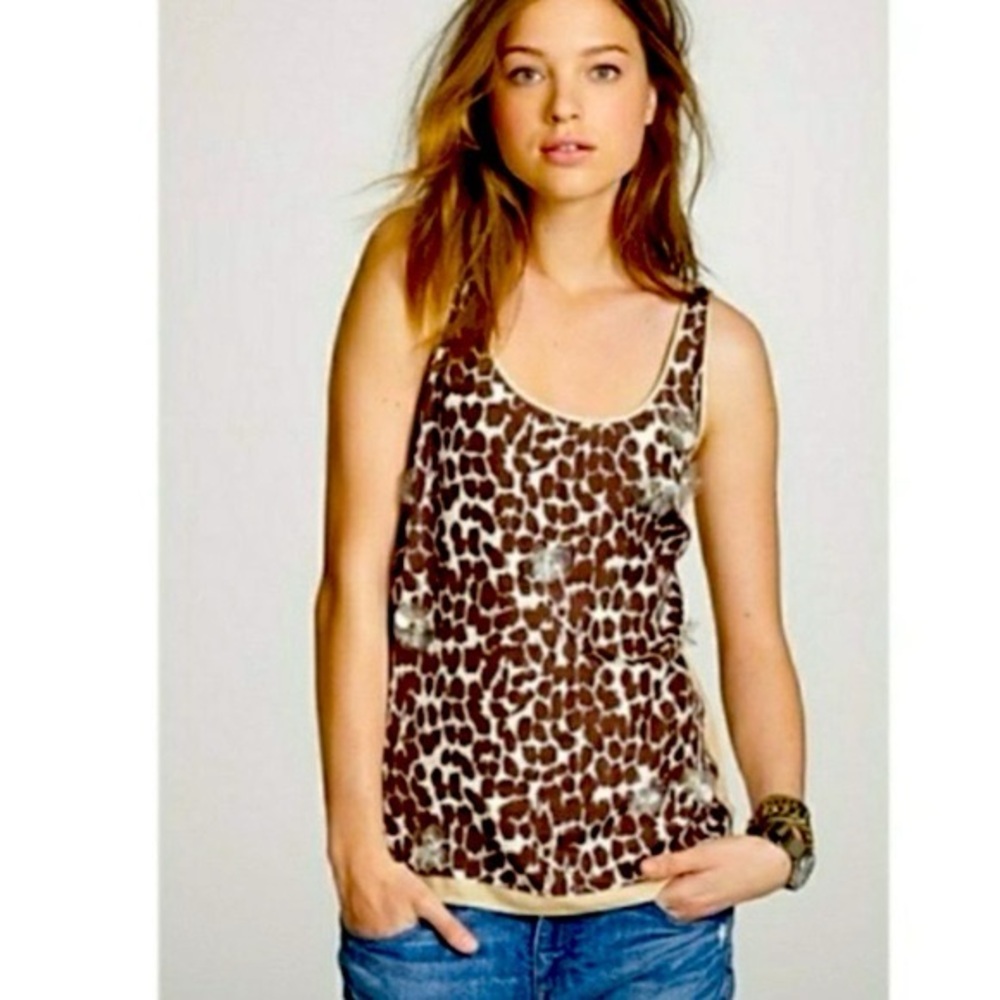 J. Crew NWT Animal Print Silk Floral Tank